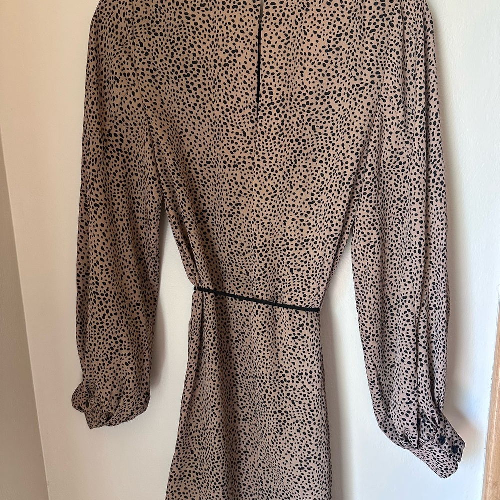 Reset by Jane Womens Tan Animal Print Long Sleeve Tie Waist Dress - Picture 3 of 6